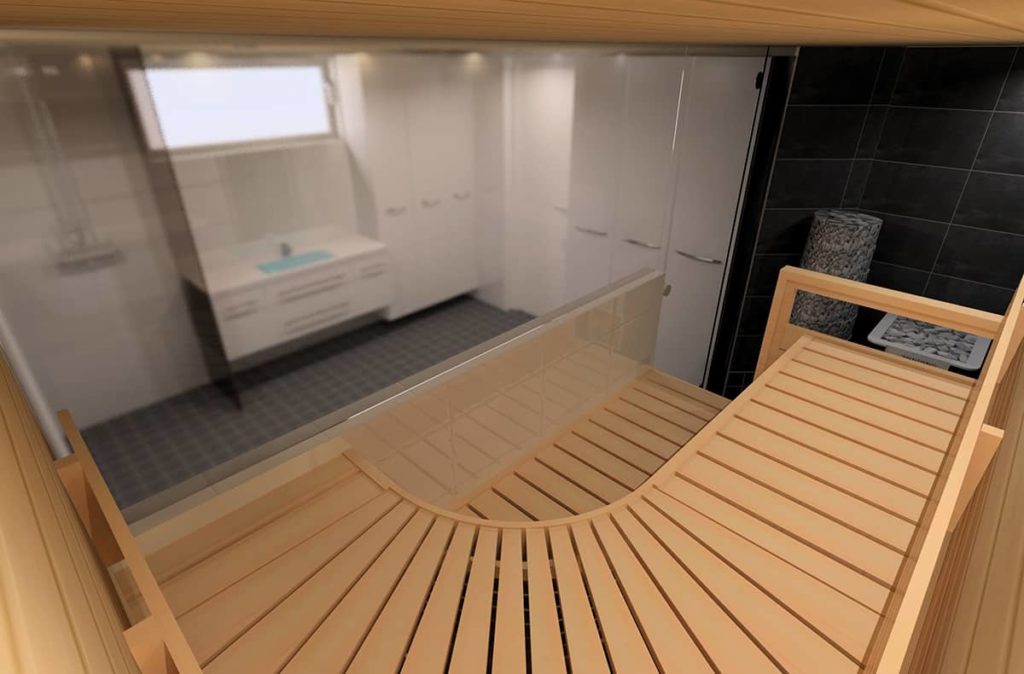 Saunatohtorin toteuttama 3D-suunnitelma saunasta